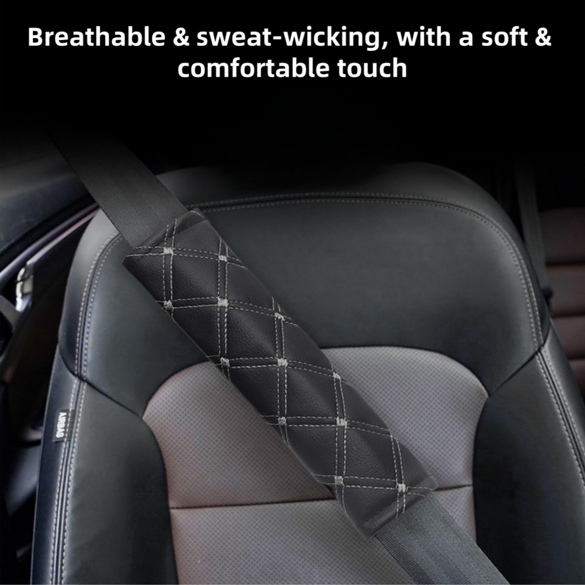 Paquete de 2 almohadillas de hombro para cinturón de seguridad de coche, de piel suave, acolchadas, para alivio de presión, transpirables y duraderas, cómodas, decoración interior del coche y