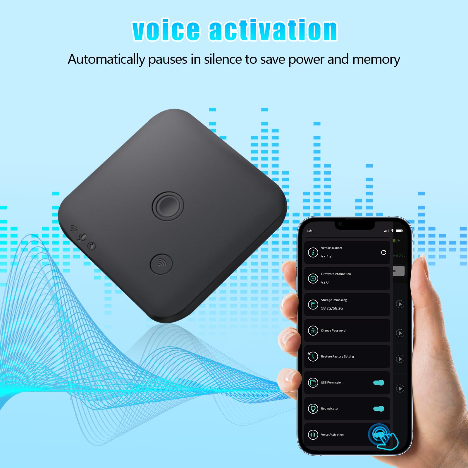KI Digitales Diktiergerät 64GB – Aufnahmegerät mit Automatischer Transkription und Zusammenfassung, ChatGPT 4o, 102 Sprachen, App-Steuerung, Ideal für Meetings, Vorlesungen, Interviews und Anrufe