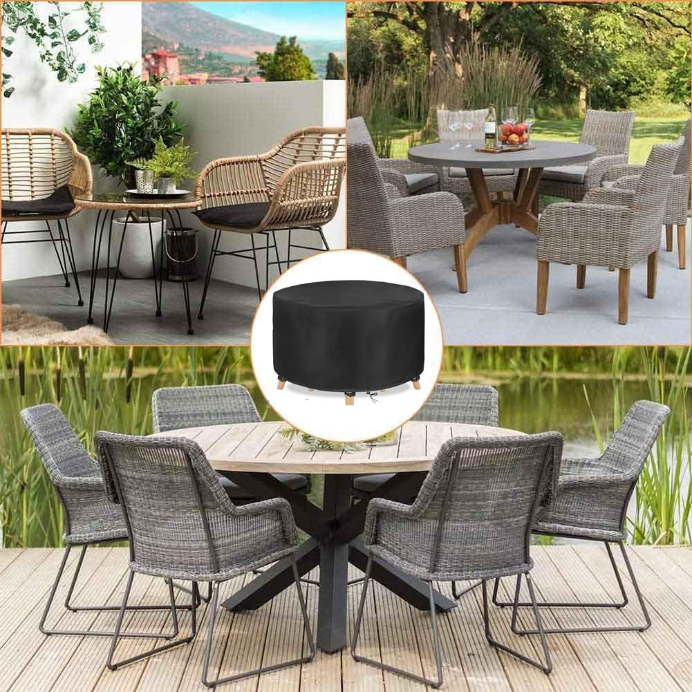 Ronde Housse Table de Jardin 600D Housse Protection Table Jardin Ronde Housse de Protection Salon de Jardin Imperméable Housse de Table Exterieure Housse de Meuble Étanche Ronde 140x71cm