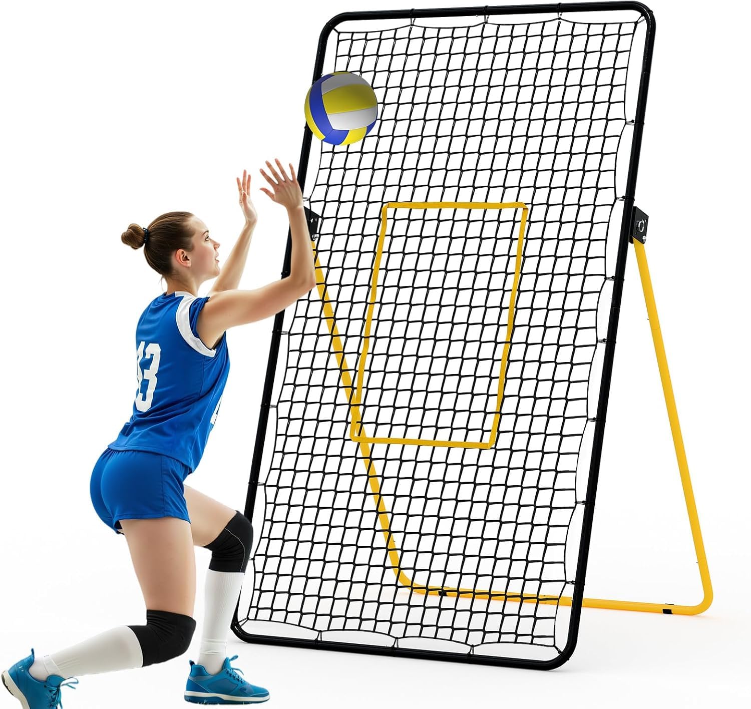 178 X 101 cm Verstellbares Volleyball Rebounder Netz, Großes Trainings-Bounce-Back-Netz Zum Stoßen, Schmettern Und Aufstellen – Robustes Übungsgerät Mit Mehreren Winkeln