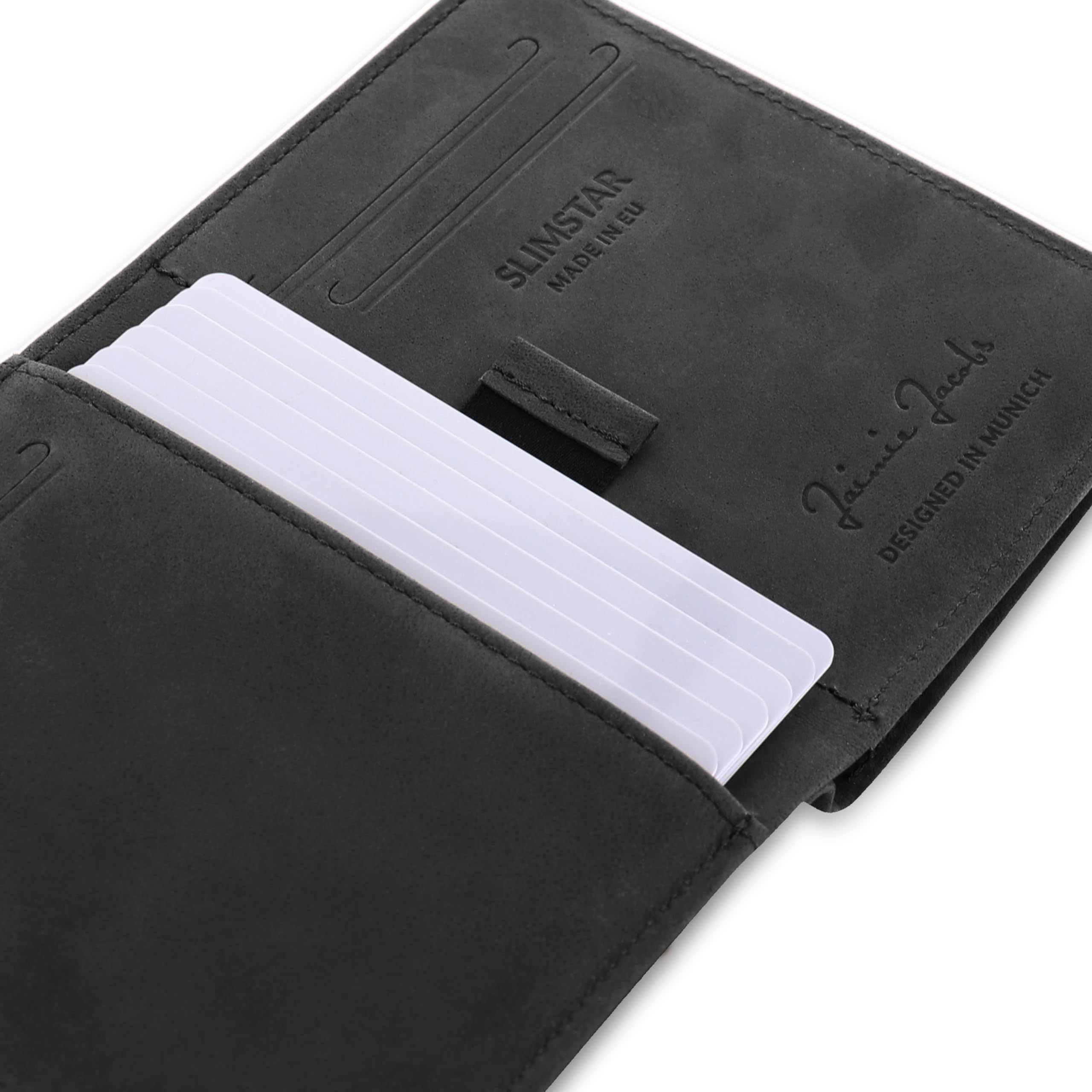 Jaimie Jacobs SLIMSTAR Portafoglio Uomo Piccolo con protezione RFID Porta Carte di Credito (Abbronzatura Nero)
