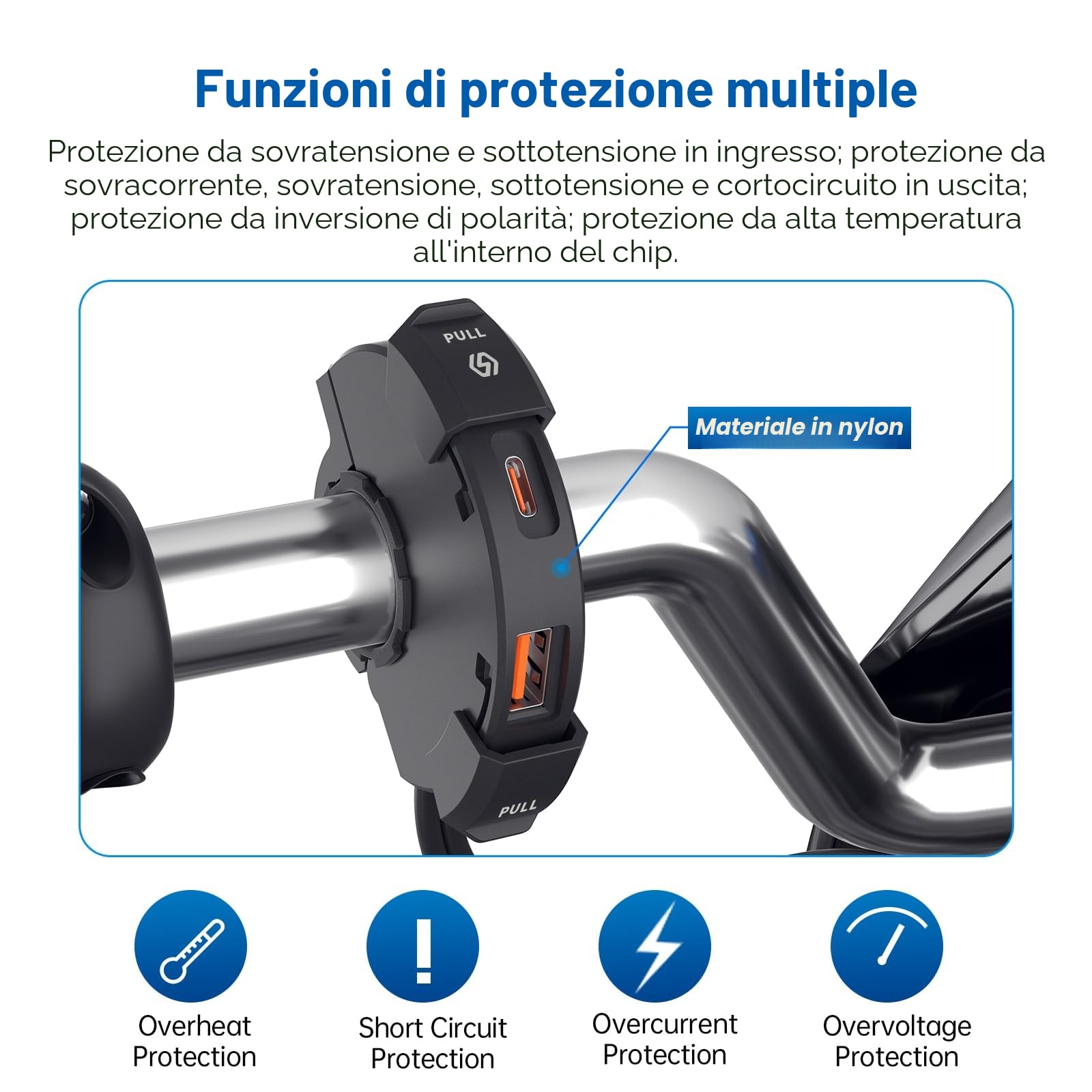 Thlevel Presa USB Moto 18W QC 3.0 30W PD Type-C Caricabatterie Auto Ricarica Rapida con IP65 Copertura Impermeabile 10A Fusibile per 12V 24V Marine Motorcycle Camper