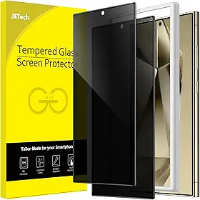 JETech Protetor de Tela de Privacidade para Samsung Galaxy S24 Ultra 5G 6,8 Polegadas, Película de Vidro Temperado Anti-Espião, Compatível com Desbloqueio de Impressão Digital, Pacote com 2