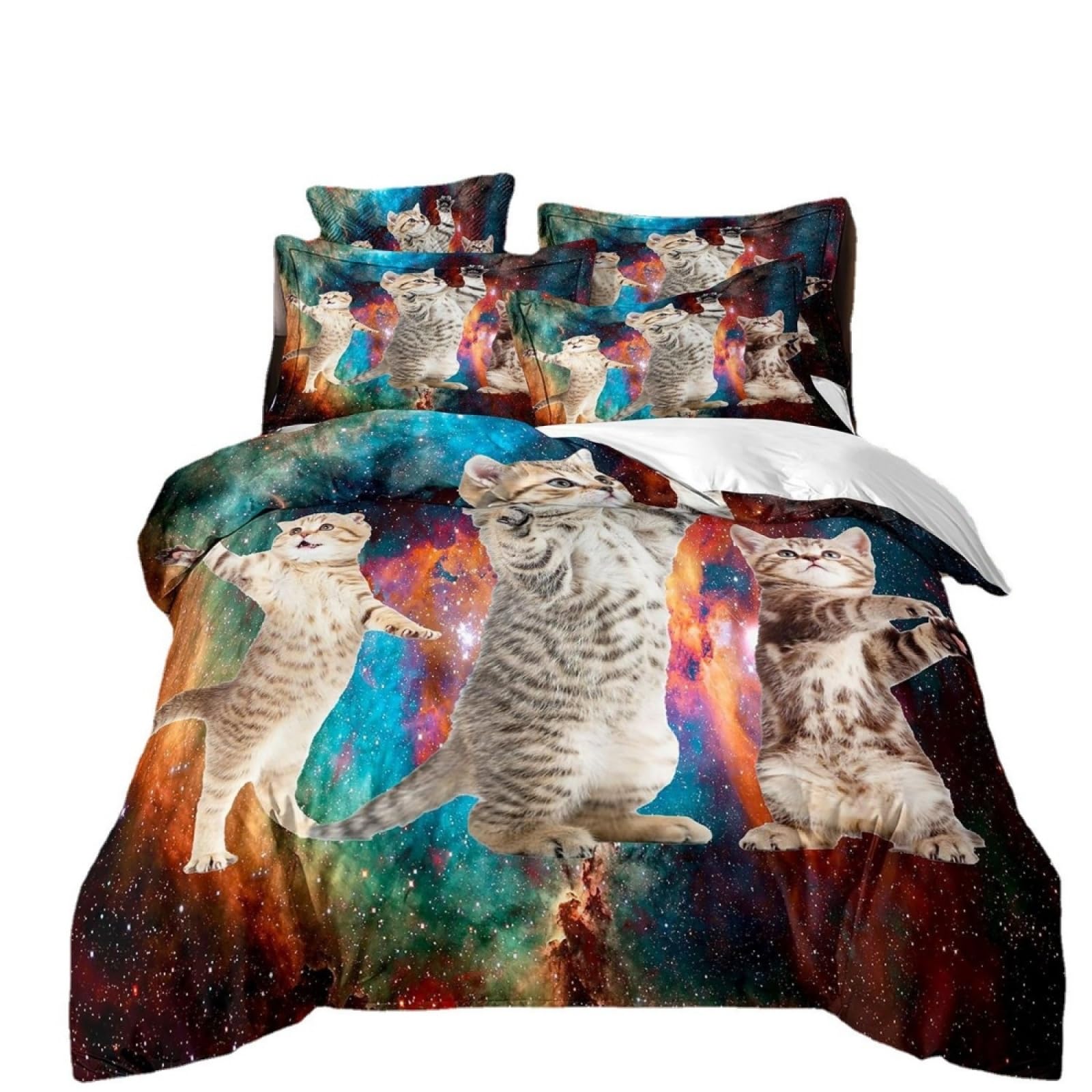 Double Duvet Set Colorful Galaxy Animals Bedding Double Bed Set