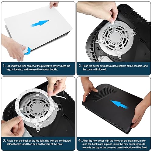 Miniatura 7 de SIKEMAY Placas de consola compatibles con PS5 con ventilación y accesorios de tira de luz LED RGB, más de 400 efectos de anillo de luz LED para