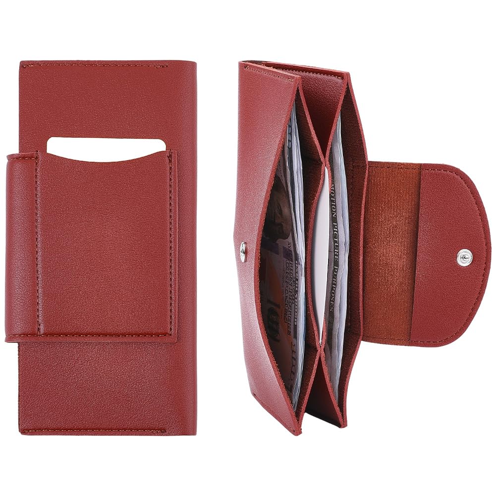 CALFOVERA Brown PU Leather Cash Wallet Envelope All in One Long Bifold 2 Tier Reusable Budget Money Envelopes Organizer Wallets for Carrying Cash Stuffing Credit Card Business Cards Travel โ image 1