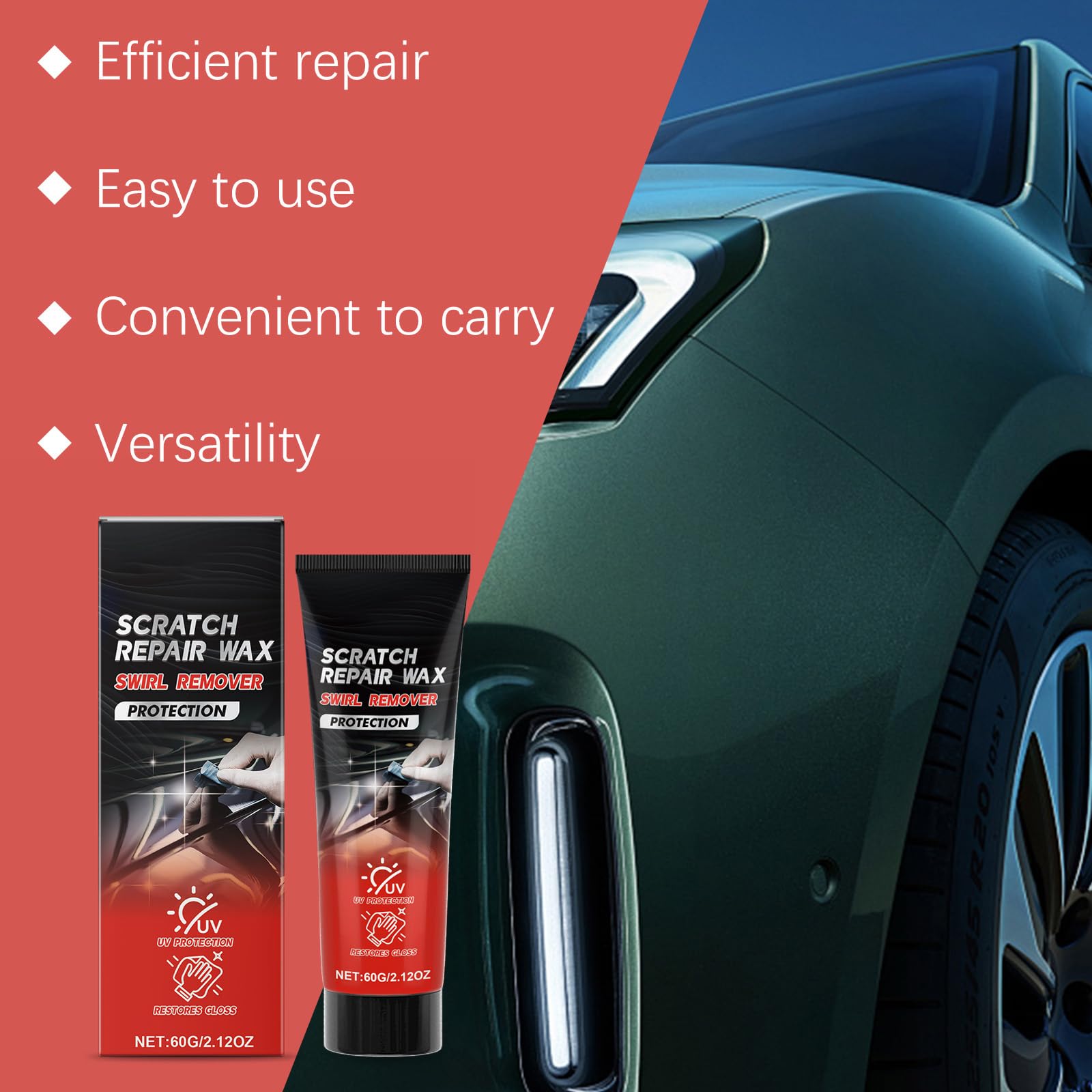 Kratzer Entferner Auto für Fahrzeuge - UV Protection, Restores Glosses, Lackkratzer Reparatur, Auto Kratzerentferner Polierpaste für Metalliclacke zur Quick Effect Entfernung Kleiner Kratzer (5 Stück)