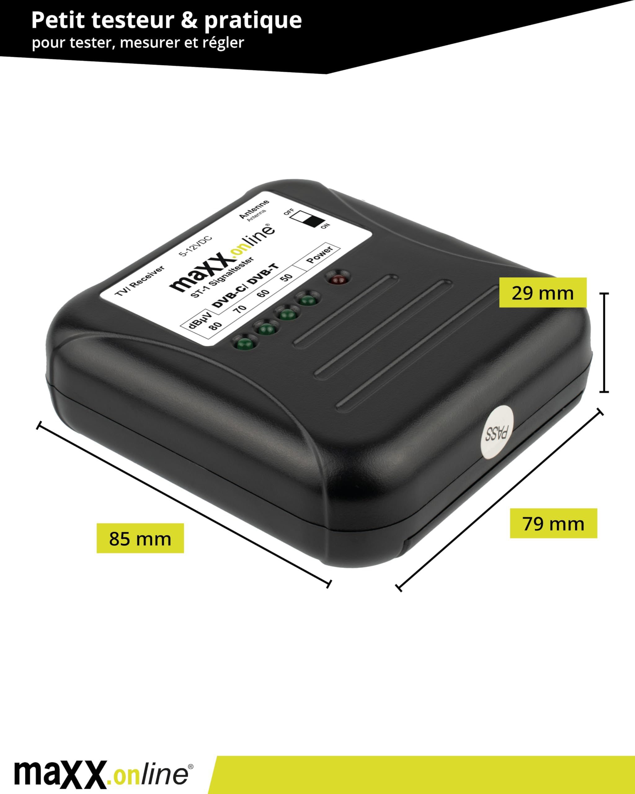 Testeur de signaux DVB-T2/DVB-C, mesurer le signal d'antenne, vérifier l'intensité du signal de la télévision par câble, testeur de télévision par câble analogique/numérique