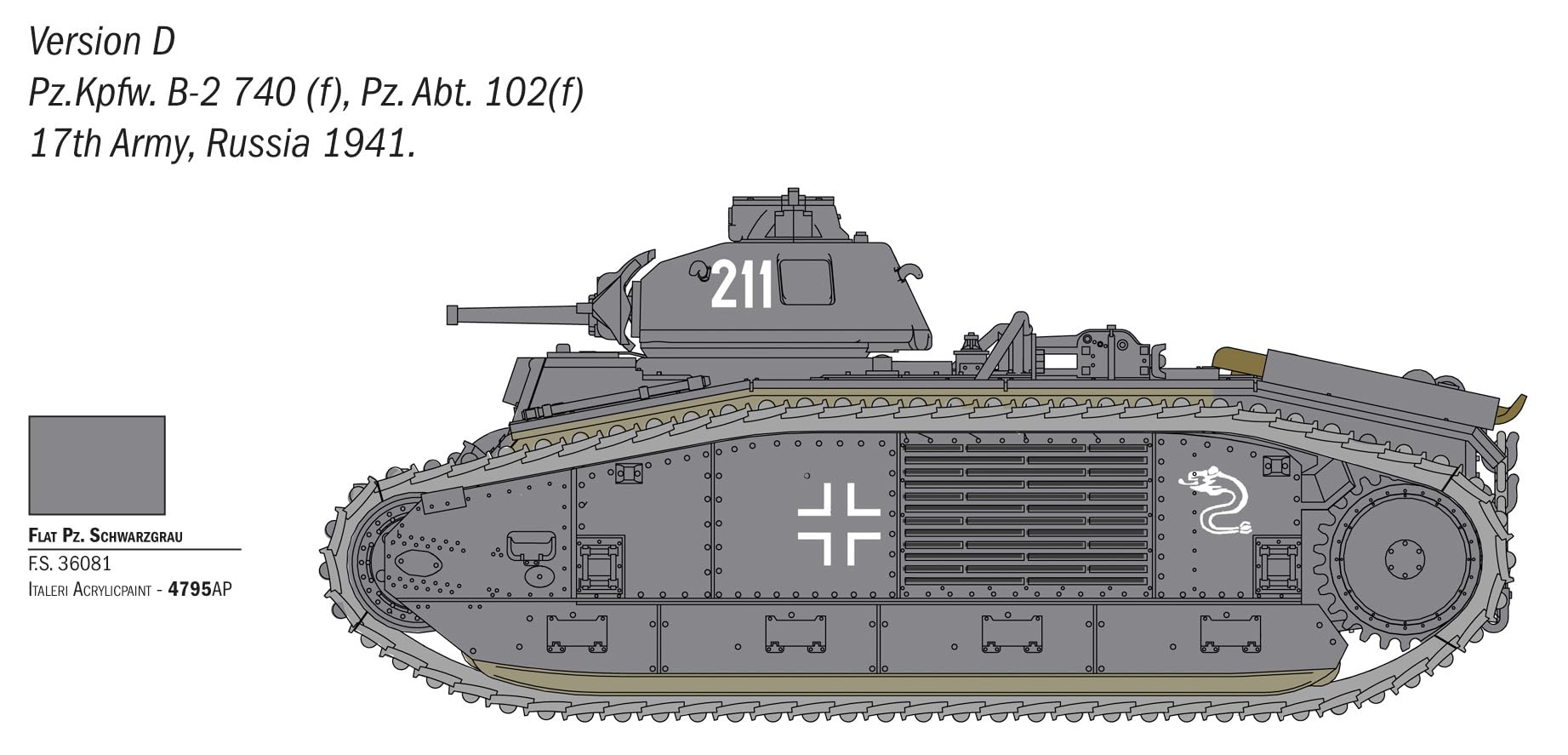 Italeri 25766 1:56 Char B1 Bis - Maquette de construction, modélisme, bricolage, loisirs, collage, kit en plastique, fidèle aux détails, kit militaire, char 1:56