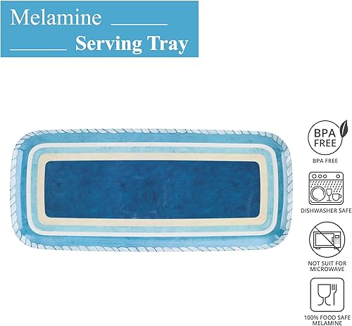 Miniatura 8 de UP ware - Bandeja de melamina de coral rojo, bandeja rectangular de 15 x 6.5 pulgadas, bandeja de alimentos sin BPA para entretenimiento en fiestas