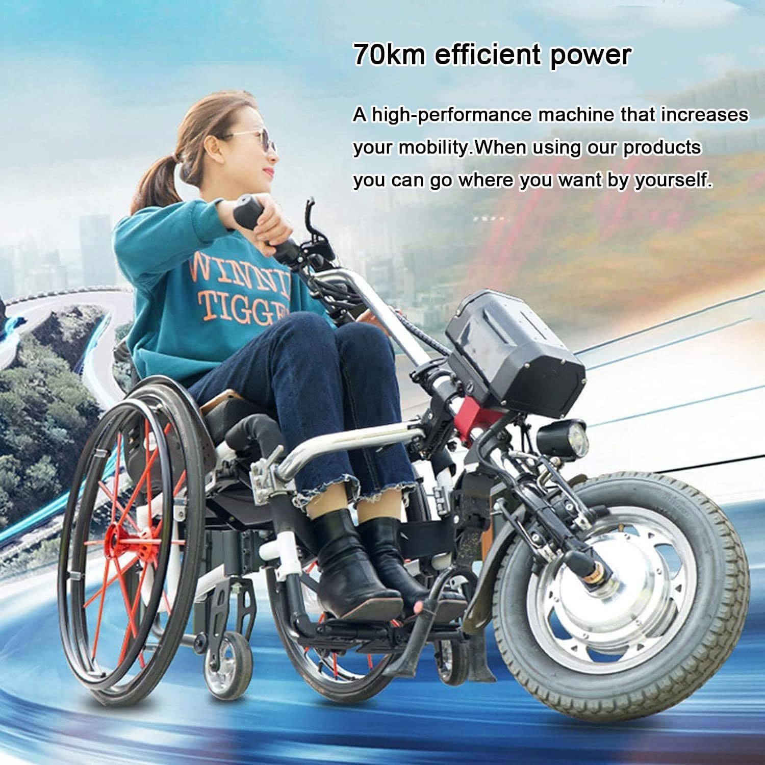 Urządzenie Ciągnięcia Wózka Inwalidzkiego O Mocy 500W, Zestaw Konwersji Wózka Inwalidzkiego Elektrycznego Terapii Rehabilitacyjnej, Zestaw Konwersji Wózka Inwalidzkiego Elektryfikacją Ręczną,A