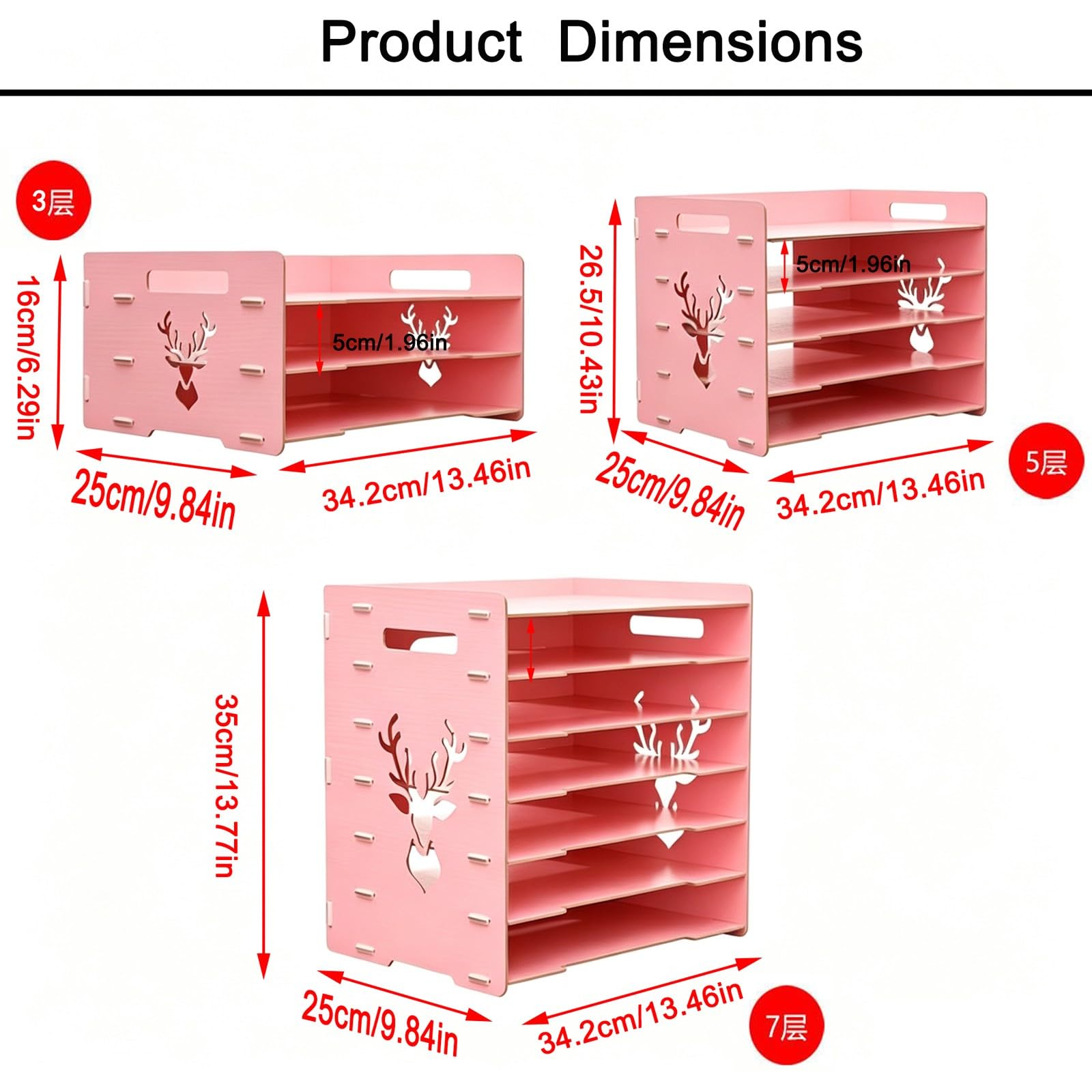 Organizzatore da Scrivania in Legno per Documenti, Lettere e Posta, Scaffale Impilabile per Riporre Documenti e Dispense Stampate in Ufficio(7-Tier_B_Brown)