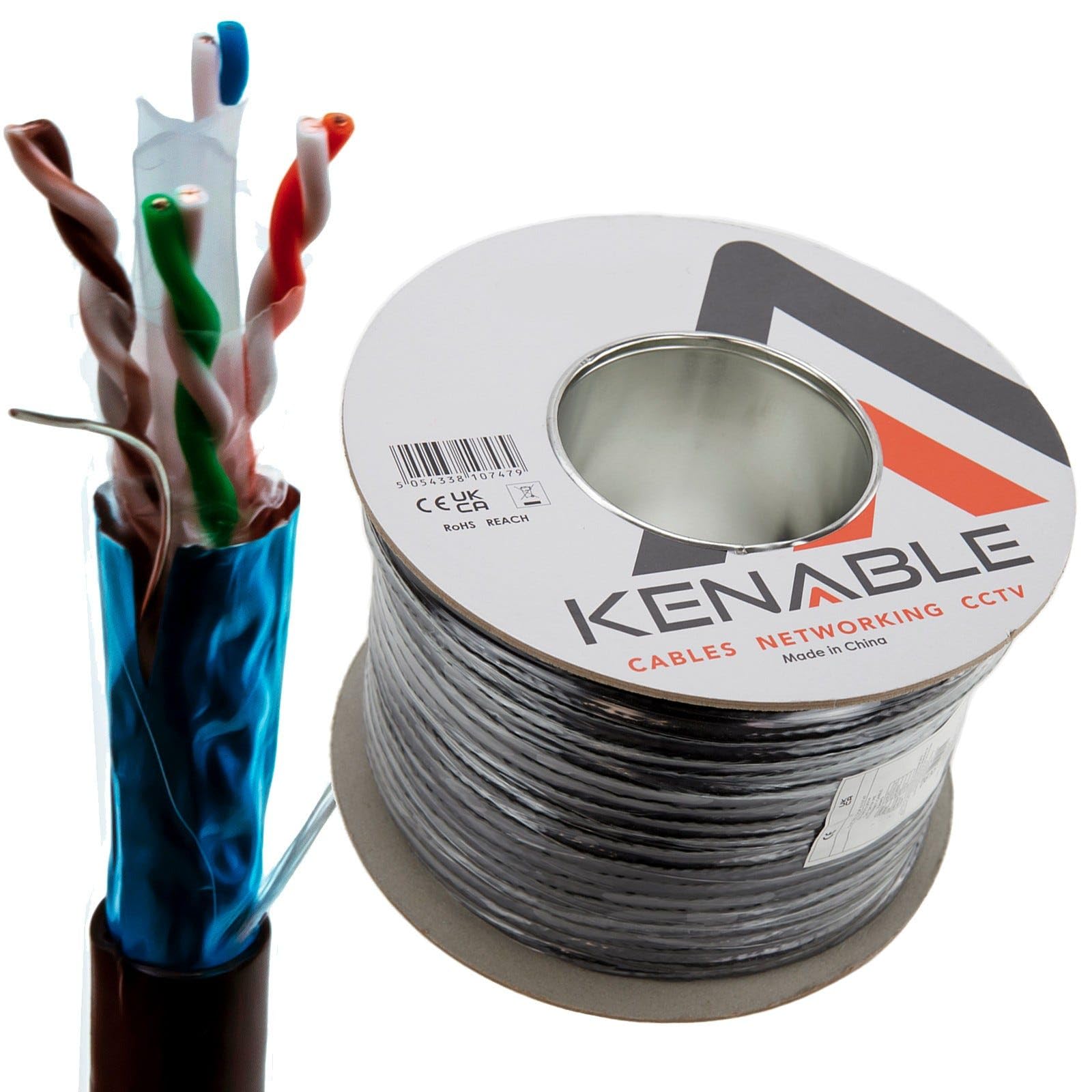 kenable Extérieur Blindé CAT6 Extérieur Utilisation Cuivre Ethernet câble FTP bobine 100 m [100 mètre/100m]