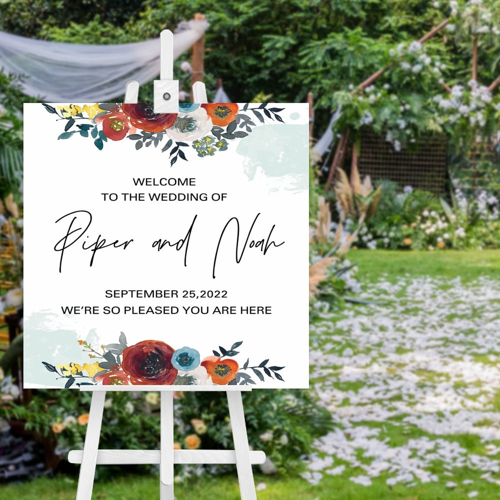 Holzschild mit Aufschrift "Welcome to Our Wedding", Hochzeitsschilder, personalisierbar, Hochzeitsschild für Zeremonie, 50,8 x 50,8 cm