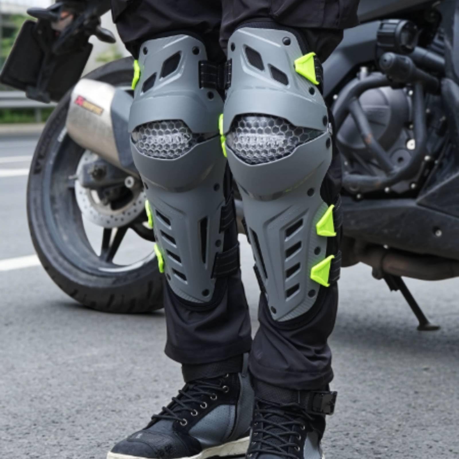 Motorrad Knieprotektor Knieschützer Knieschutz Kniegelenkstütze mit Fester Schale Und Flexibel Einstellbarer Befestigung Sichere Abdeckung Gegen Stöße