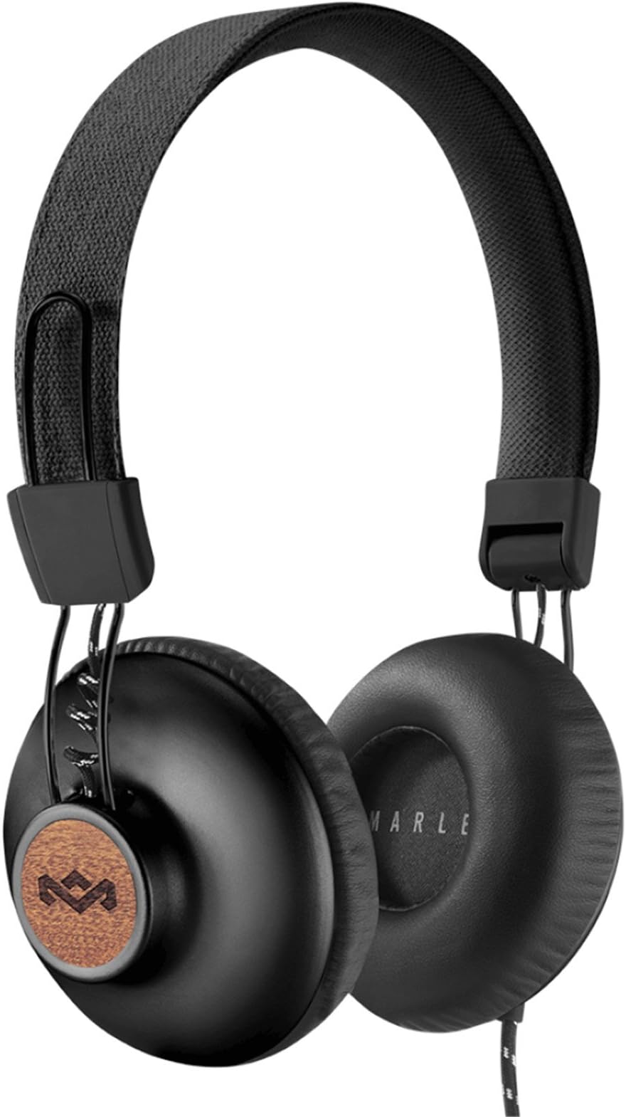 House of Marley Positive Vibration 2: Over-Ear Wired Headphones with Microphone, Plush Ear Cushions, and Sustainable Materials (Black)