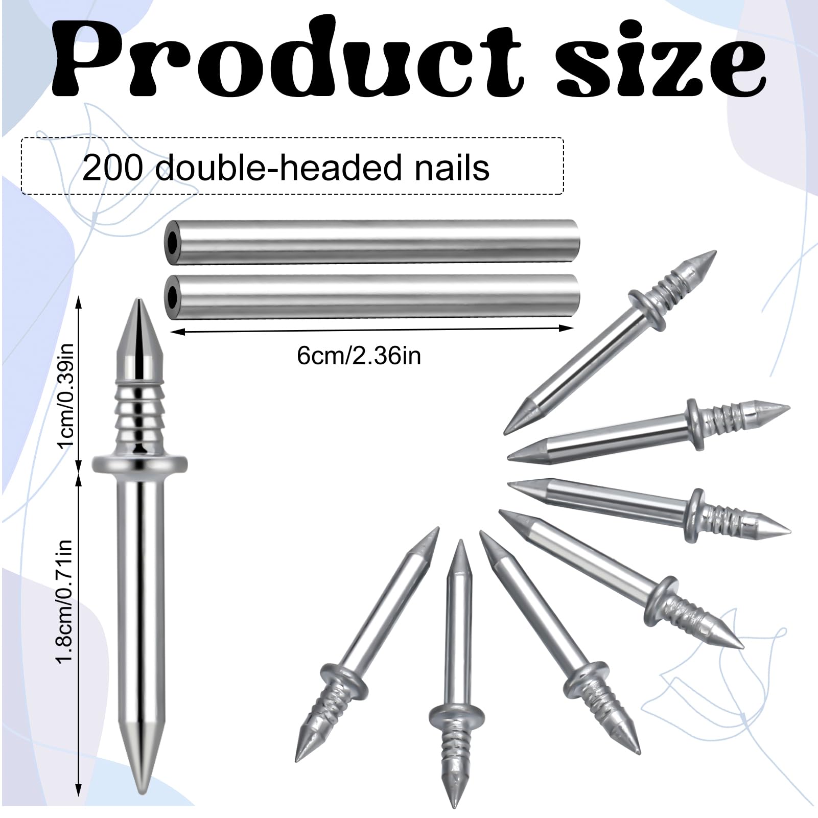 Ovveroche 100Pcs Double-Head Skirting Thread Seamless Nail, Skirting Line Without Marks Nail, Invisible Security Screws Equipped with Nail Specific Sleeve Tool
