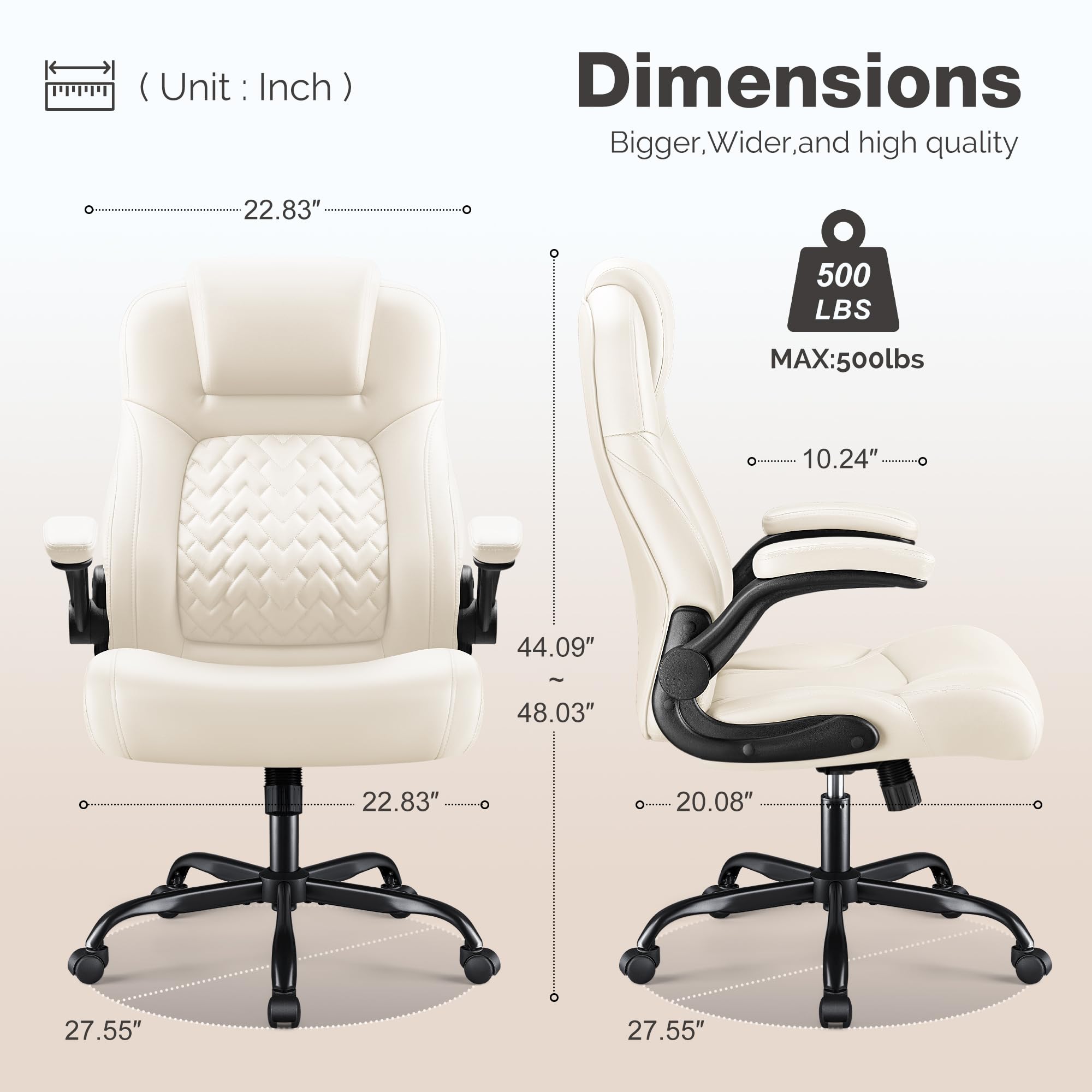 Furmax Big and Tall Office Chair 500lbs Heavy Duty Office Chairs Ergonomic High Back Desk Chair Adjustable Flip — view 2