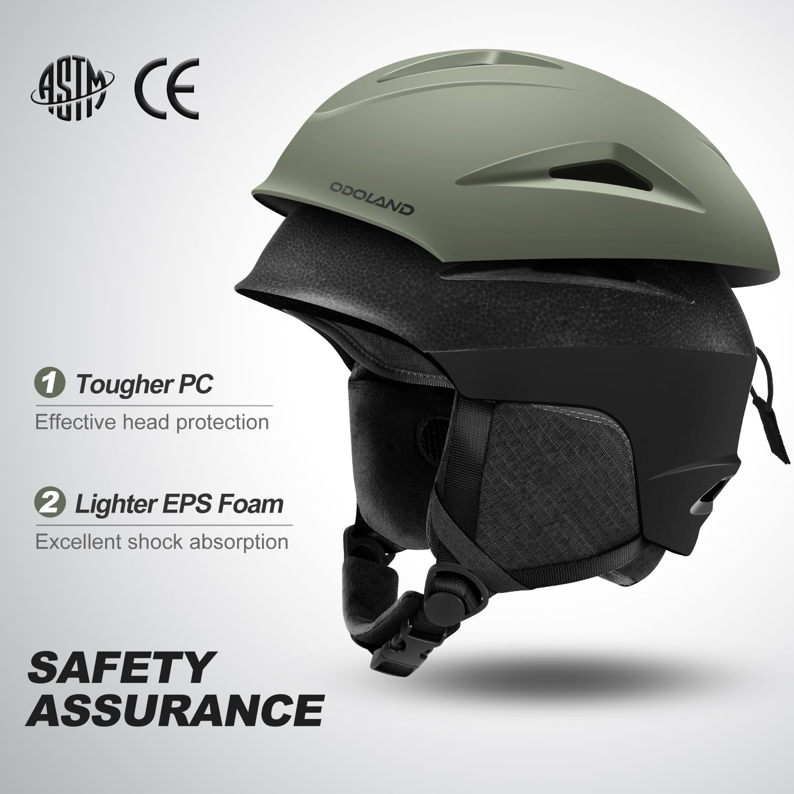 Odoland Casco da Sci per Bambini con Visiera per Ragazzi e Ragazze, Casco da Sci Regolabile con Cinturino con Fibbia Magnetica per Bambini dai 3 ai 12 Anni