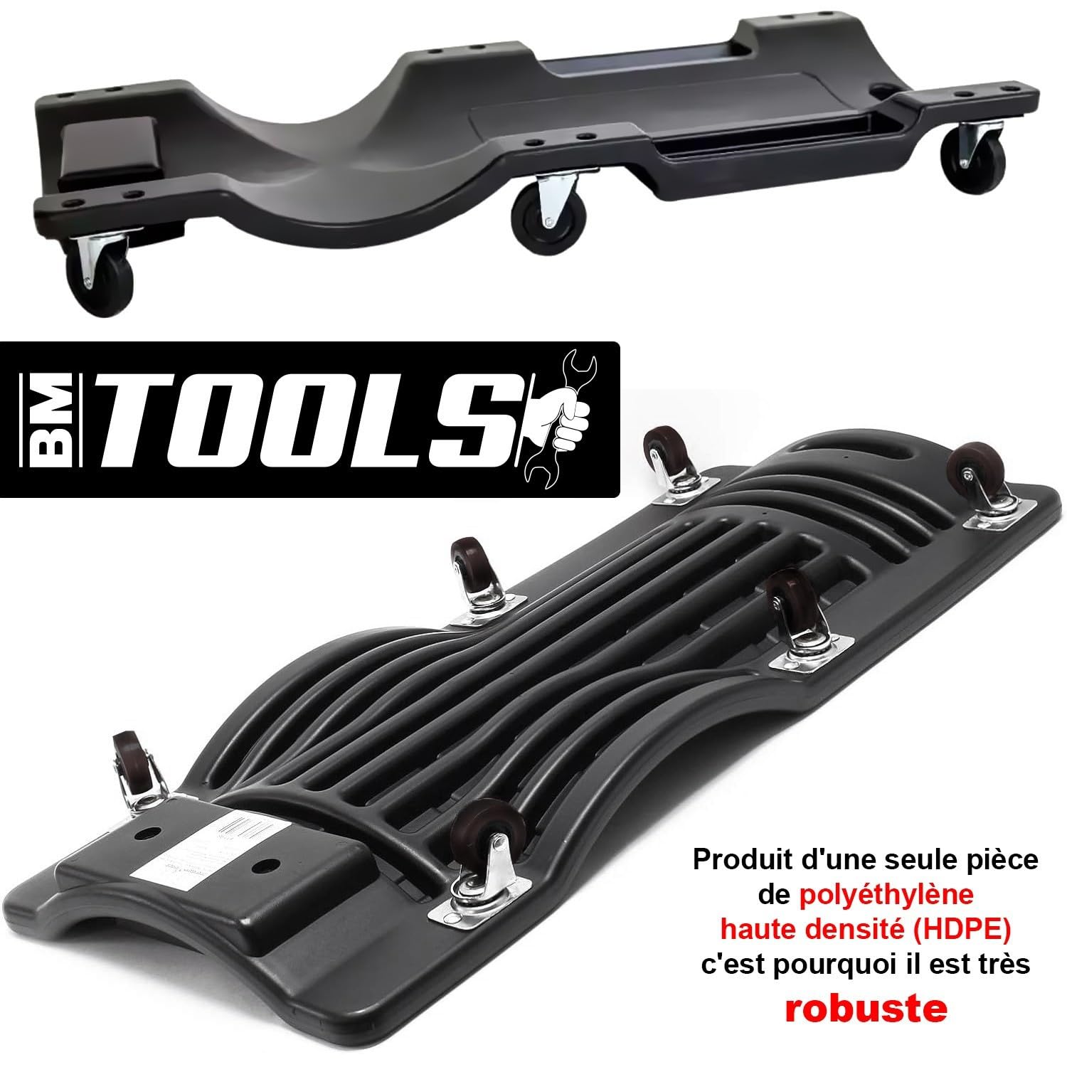 Carro de visita BM TOOLS BMT-ROULETTE Mecánico Garagista, Tabla de trabajo para vaciado de vehículos, 6 ruedas giratorias