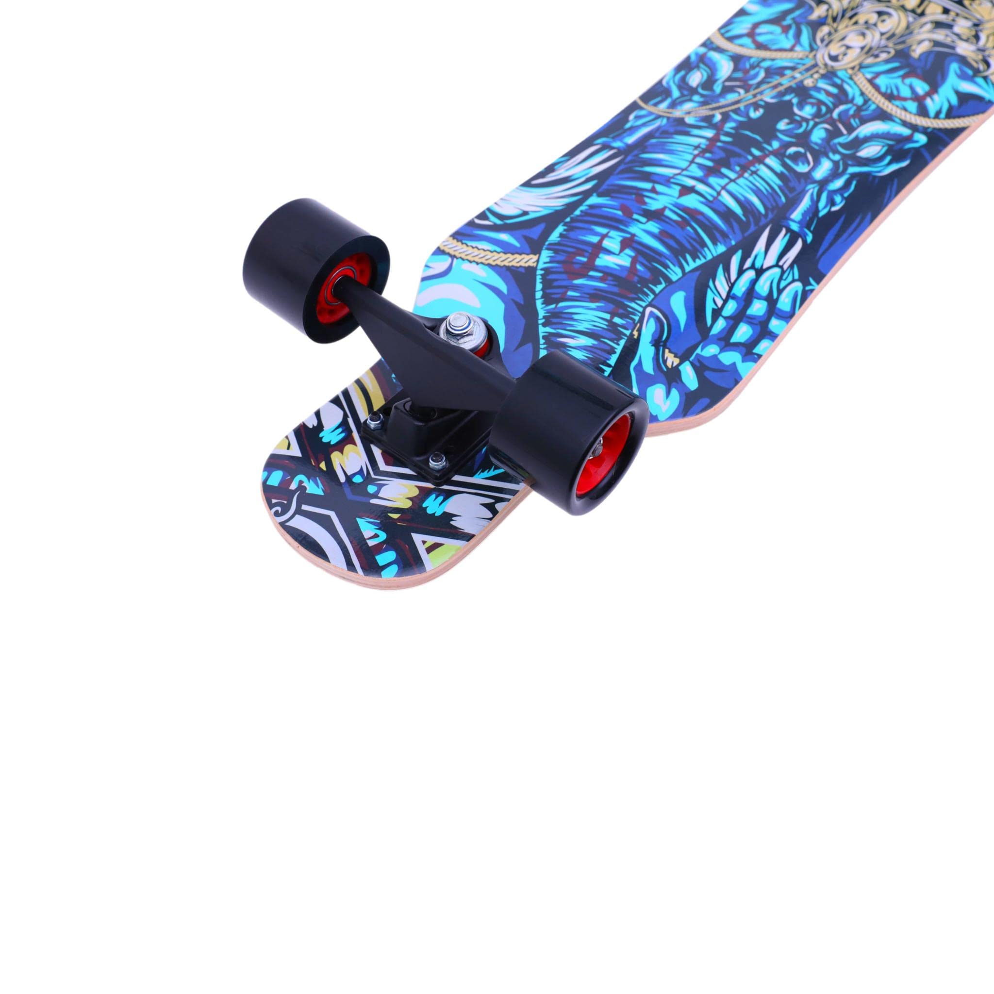 Longboard Cruiser Elephant - theLongboarder | 80 cm para Carving y Cruising | Ideal para Adolescentes y Principiantes | Ruedas de Alta Resistencia | ABEC-7 | Mini Cruiser Skateboard, Madera de Arce