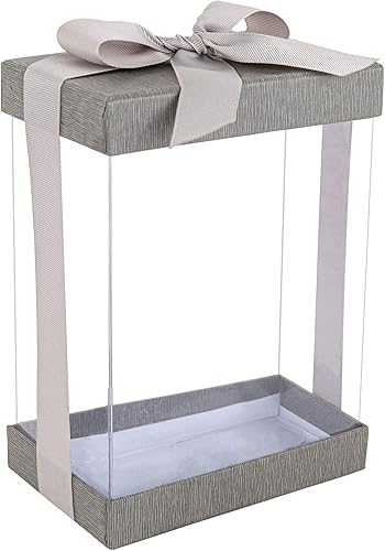 Cajas de regalo de plástico transparente con tapa, base y cinta.