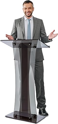 Adir - Soporte transparente para podio púlpitos acrílicos para iglesias atril de podio de presentación portátil profesional con amplia superficie de