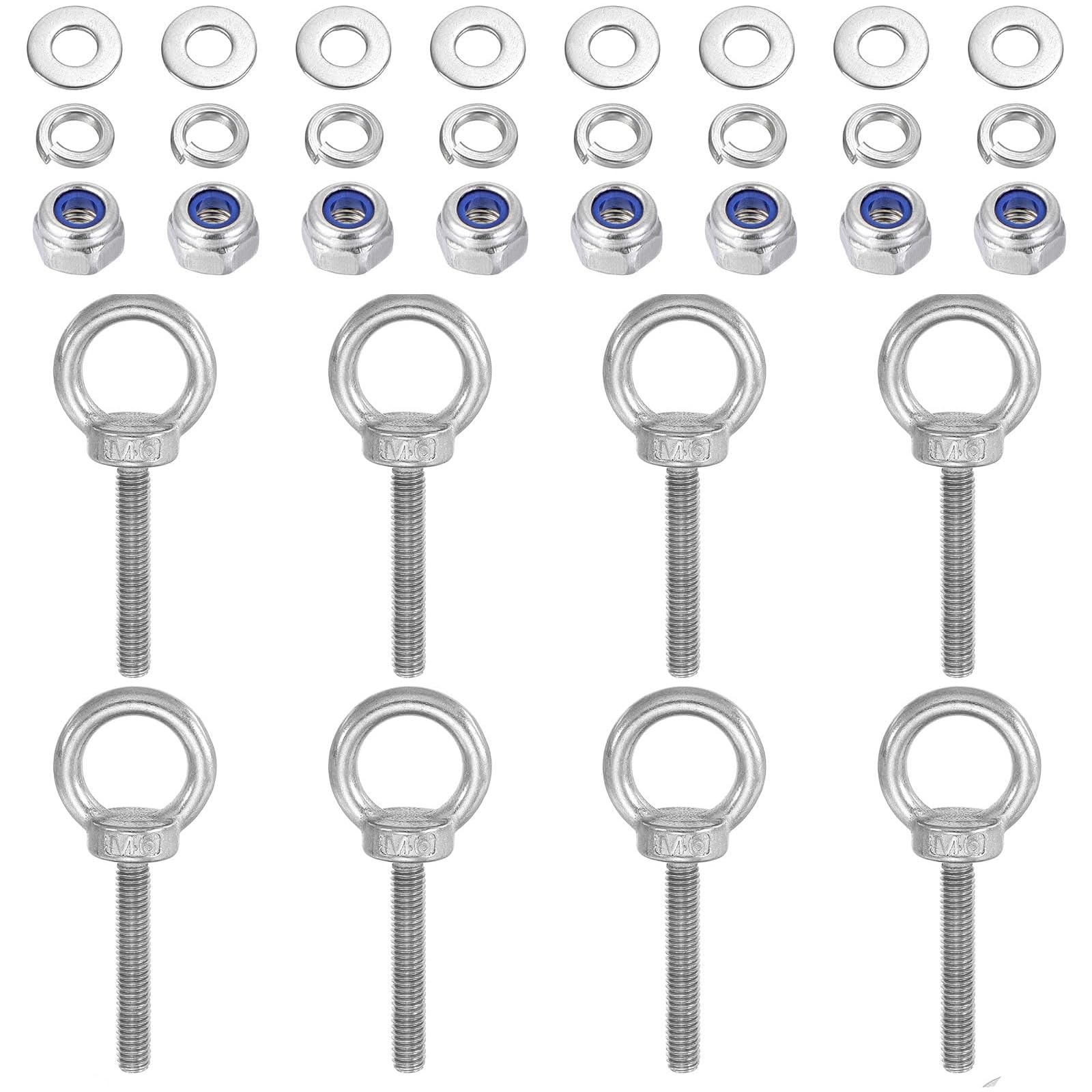 TA-VIGOR 8Pcs M6 x 40mm Lifting Long Eye Bolt, 304 Stainless Steel Wall Expansion Anchor Bolts