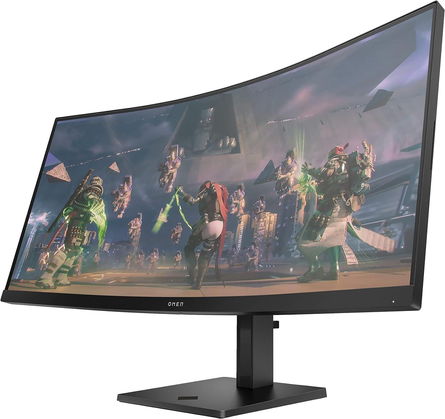 HP OMEN 34c Gaming Monitor, Schermo Curvo da 34 pollici, Pannello VA 21:9 WQHD 165Hz, 1 ms, DisplayHDR 400, Antiriflesso, 400 nits, AMD FreeSync, DisplayPort, HDMI, Audio, VESA, Nero