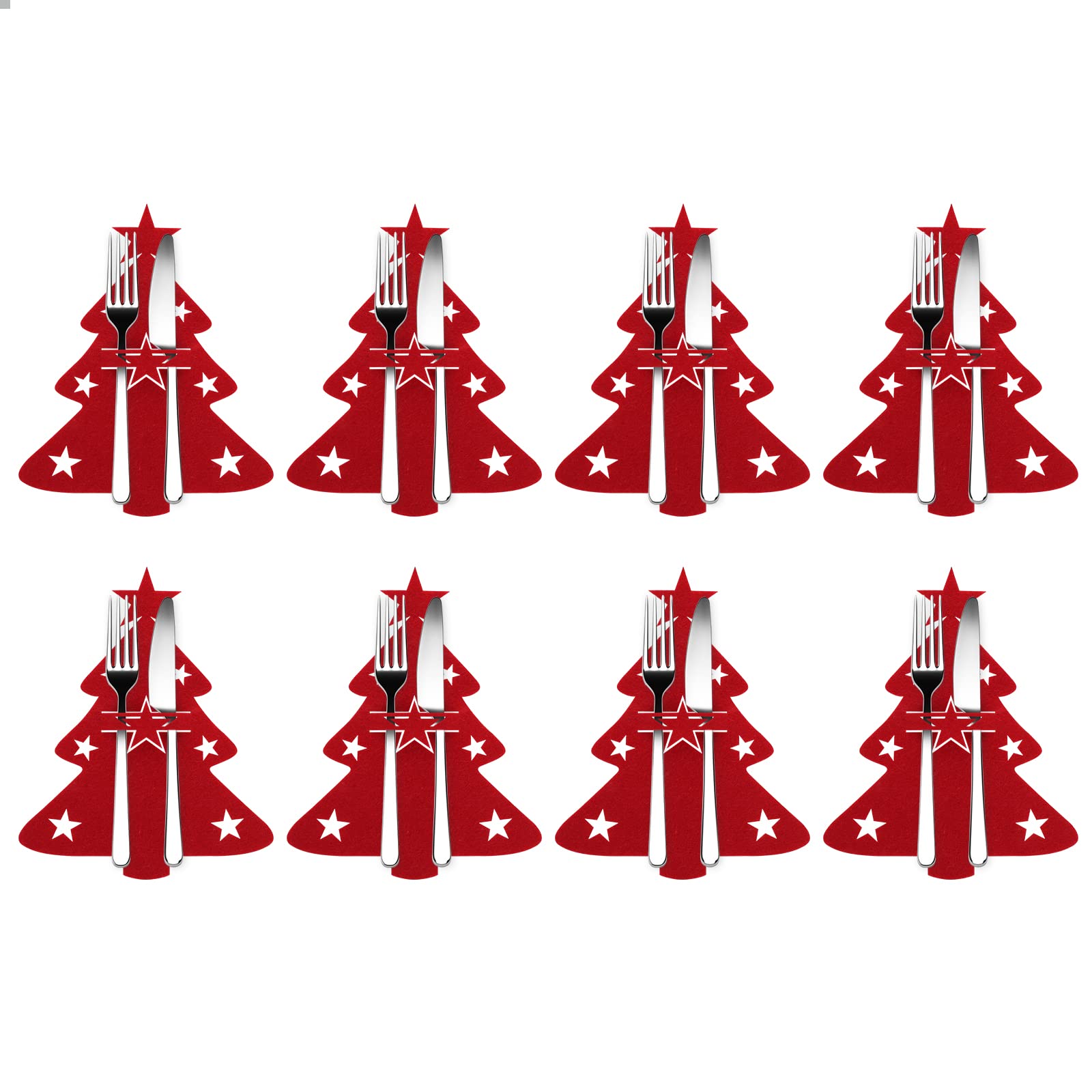 Portabebaderos de árbol de Navidad, 8 soportes de cubiertos de Navidad, juego de cubiertos de Navidad, decoraciones de mesa de Navidad, bolsillos, tenedores, bolsas de vajilla