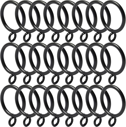 Miniatura 10 de MroMax Anillos de cortina con ojales, anillos de cortina negros de metal de 1-3/4 pulgadas de diámetro interior, anillos de ojales deslizantes