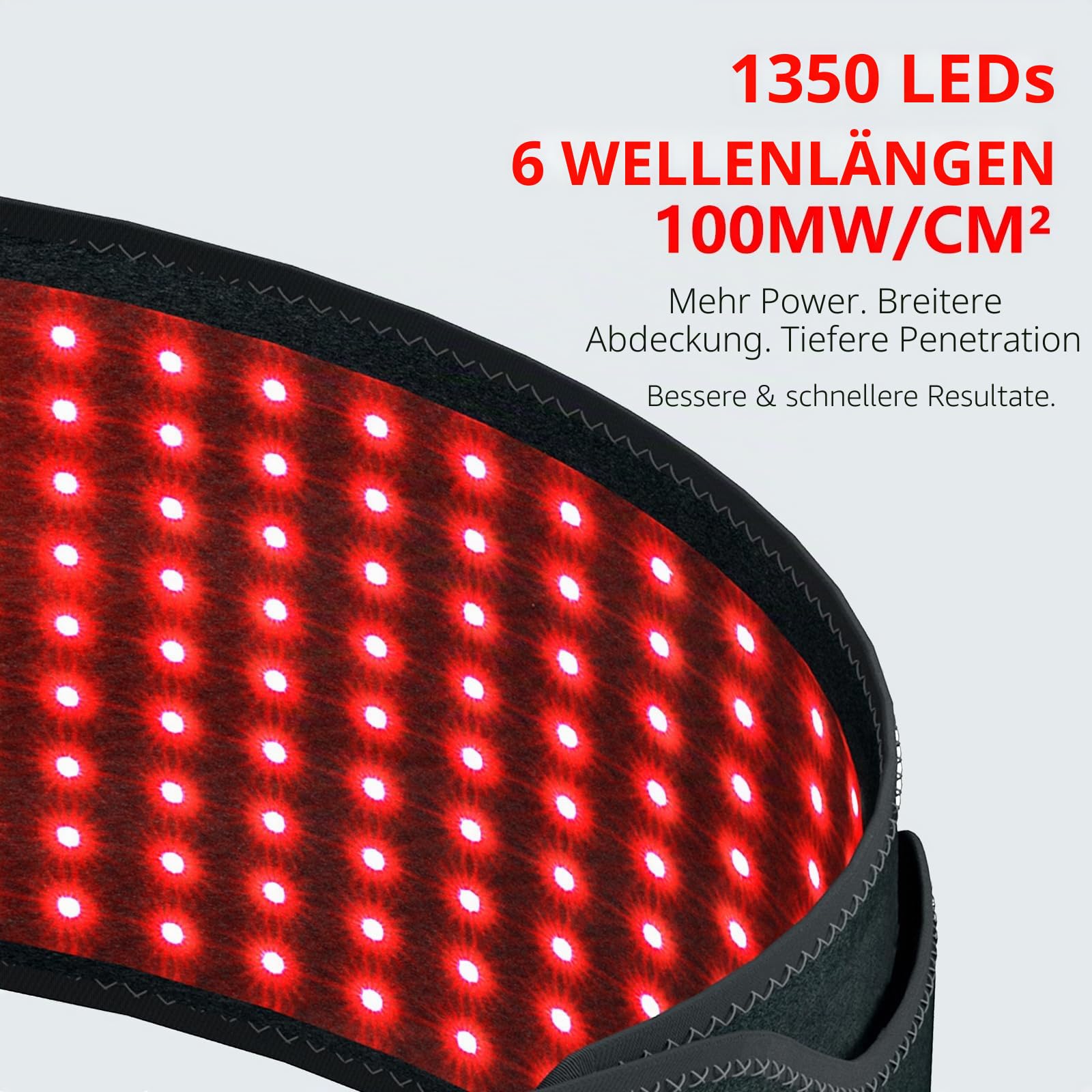 Megelin ContourLux Rotlicht-Gürtel mit 1,350 LEDs, Rotlichtgürtel mit Zeiteinstellungen, 6 Lichtmodi, Rotlichttherapie-Gürtel für Beine, Rücken, Taille, Schultern