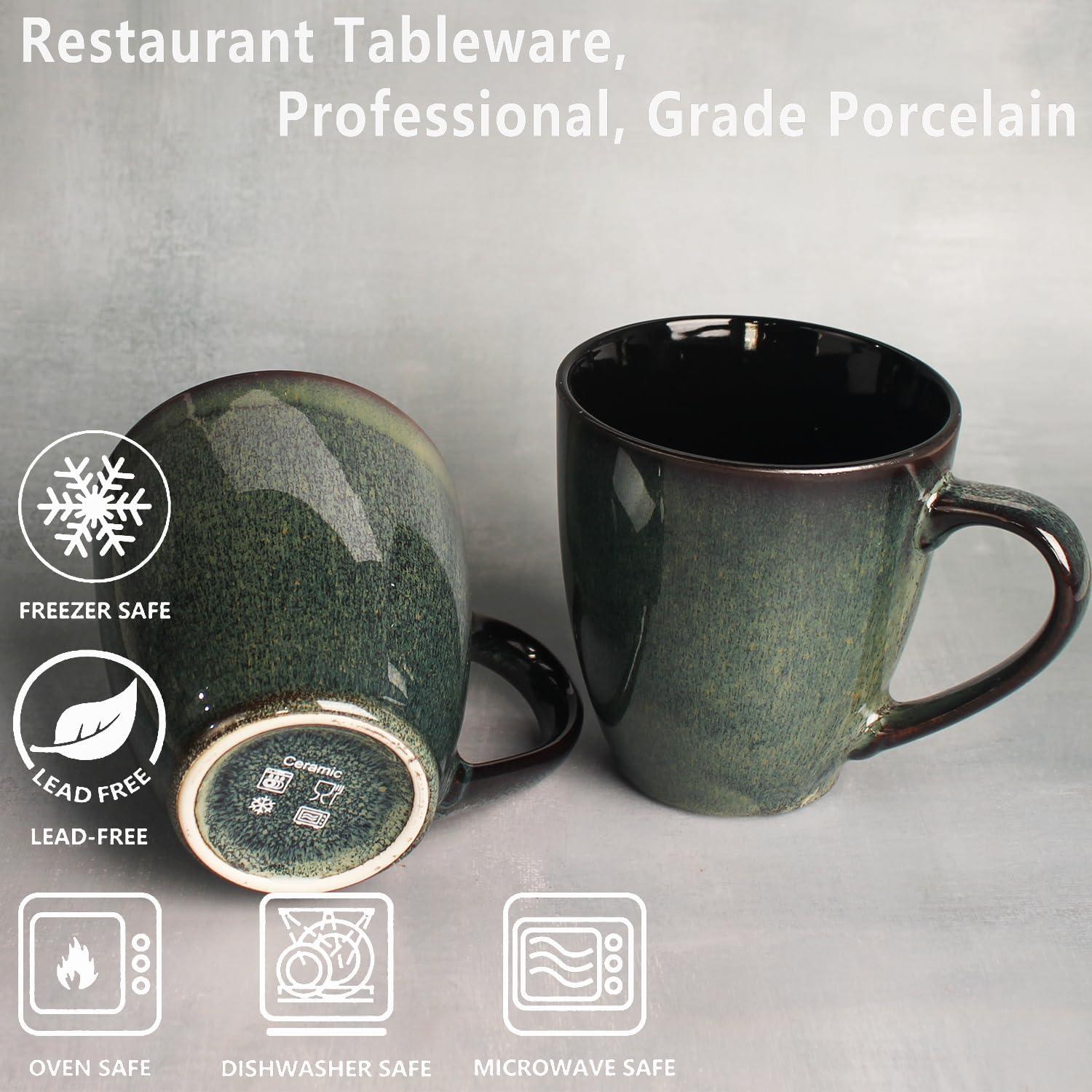 13.5 Oz Coffee Mugs, Ceramic Coffee Mugs with Texture Patterns for Man,Woman,Dad,Mom, Modern Coffee Mugs Set of 4 for Latte/Cappuccino/Cocoa, Dishwasher&Microwave Safe