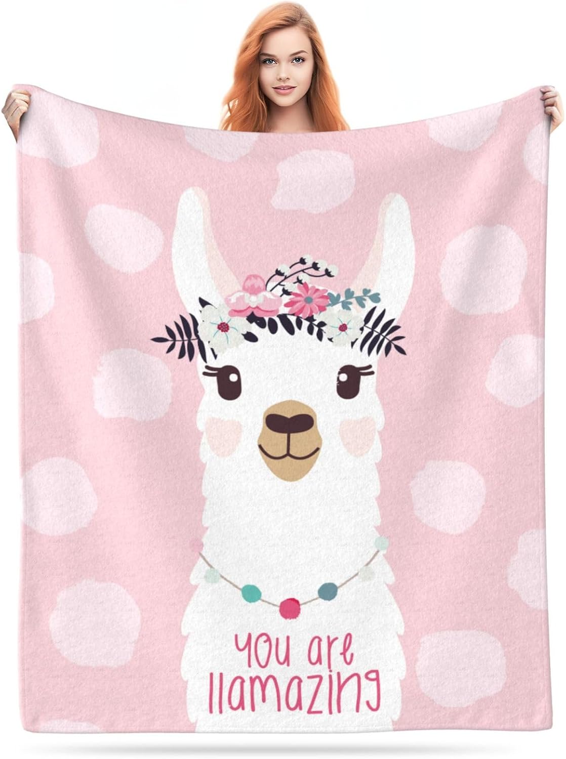 Llama Funny Pink Amazing Blanket, Soft Blankets Flannel Bed Throw Cozy Lightweight Plush Gifts for Boys Girls Women Men Sofa Couch Bedroom Living Rooms Warm All Season, Home Decor, 50"X40"
