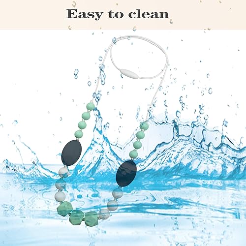 Miniatura 5 de Collar de dentición para mamá para llevar, paquete de 2 collares de lactancia de silicona para niños sensoriales, collar de mordedor para niños,