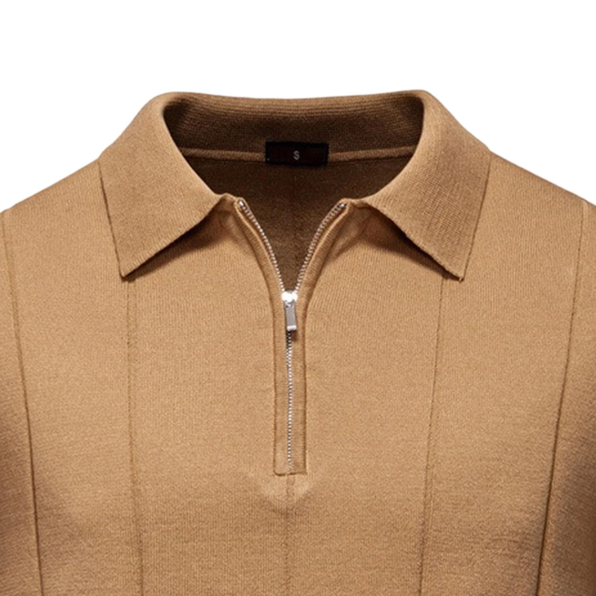 Camicia da golf classica a maniche corte a costine con cerniera da uomo estiva slim fit polo da uomo