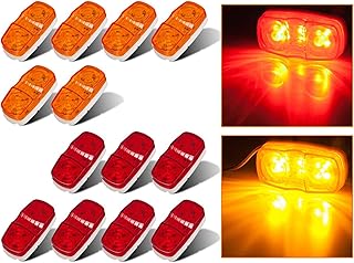 LIMICAR 13PCS Trailer Marker LED Light Double Bullseye LED Trailer Side Marker Lights 7Red 6Amber 12LED Lights Trailer Side Marker Led Lights For Trucks
