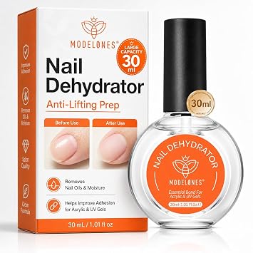 modelones Nail Dehydrator, 30 ml Nail Prep Dehydrator for Press Ons | /Acrylic Nails/Gel Polish, Acid Free Natural Prep Dehydrate Acrylic Supplies