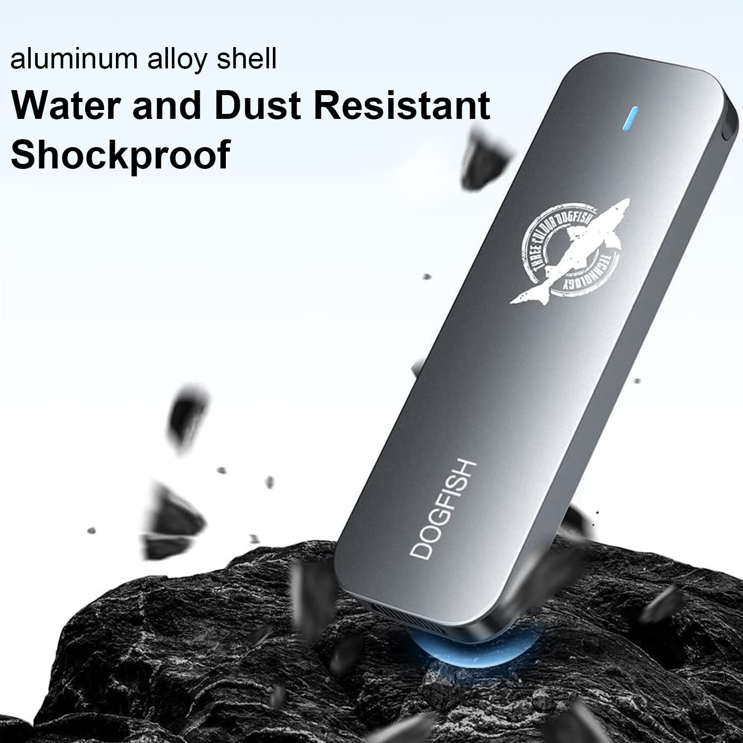 Dogfish Portable External SSD 4TB 2242/2260/2280 Ngff Grey Metal USB 3.1 Type-C Ultra-Light Mini Solid State Drive for Mac/Windows/Android/Linux (up to 10Gbps, with LED Indicator)