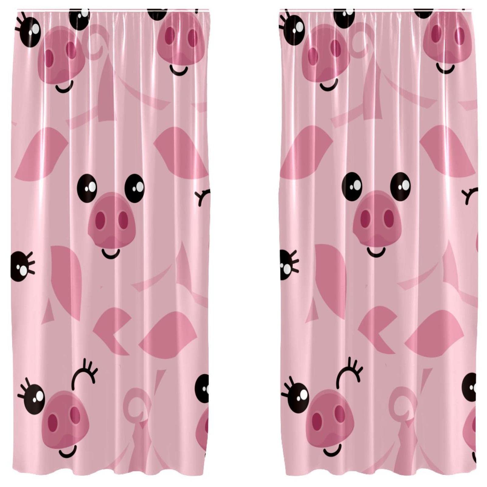 Rideaux de chambre cochon rose pour créer une ambiance douce en famille