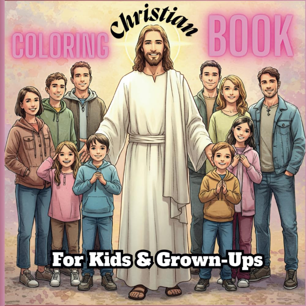 Christian Coloring Book For Kids & Grown-Ups: Paperback 8.5 x 8.5 inches 138 pages with 65 single-sided coloring illustrations