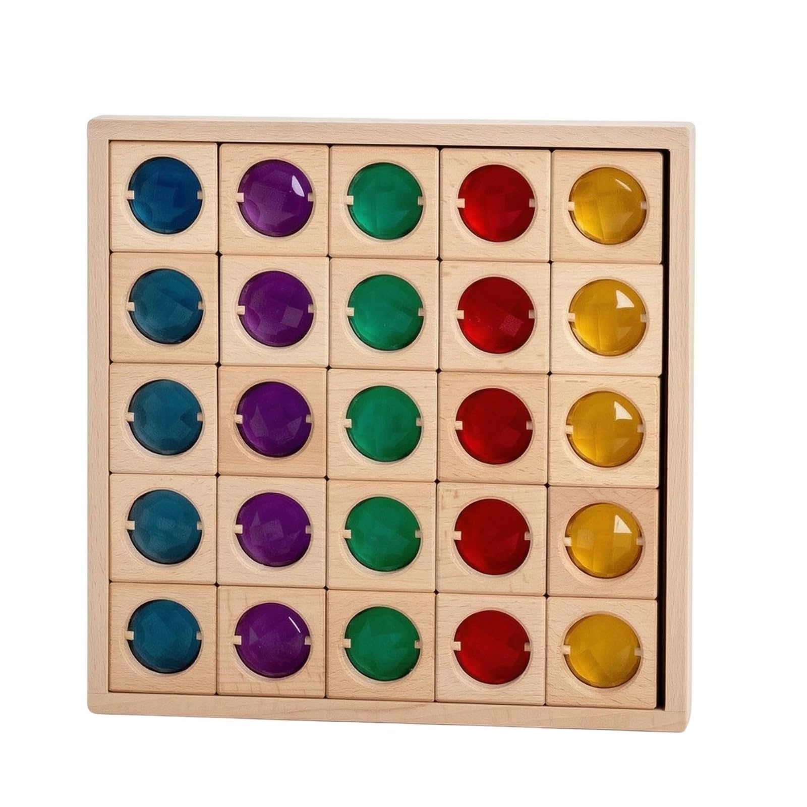 Mattoncini con Intarsi di Pietre Preziose Sensoriale Tavoletta in Legno con Blocchi Didattico Blocchi Sensoriali in Legno per Educatori, Asilo Nido, 25 Blocchi Di Gemme