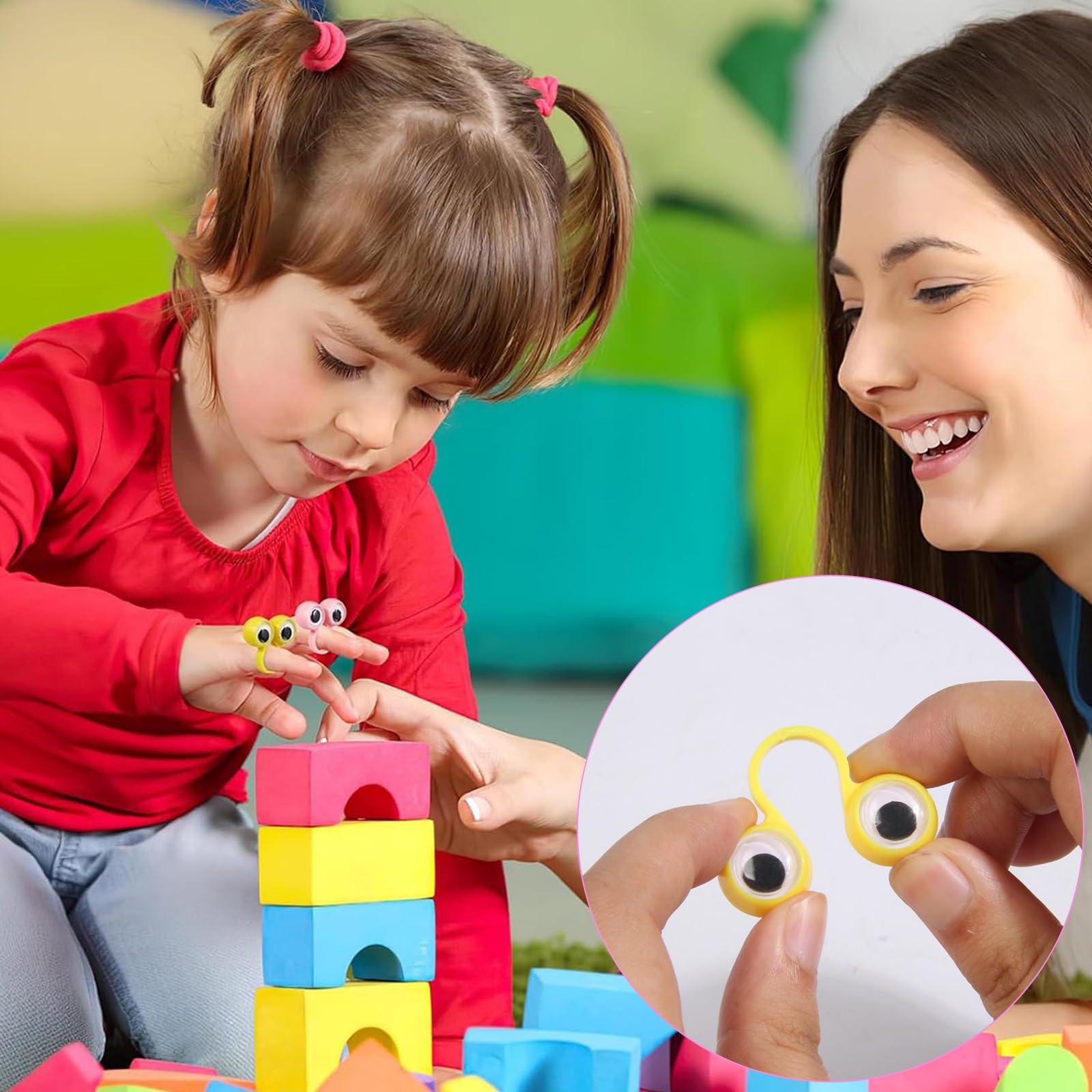 TENGWA Ojos para Dedos 100 Piezas Marionetas de Dedo para Bebés y Niños Juguetes de Marionetas de Dibujos Animados para Niños Detalles Fiesta Rellenos de Bolsas de Fiesta y Calcetines — view 4