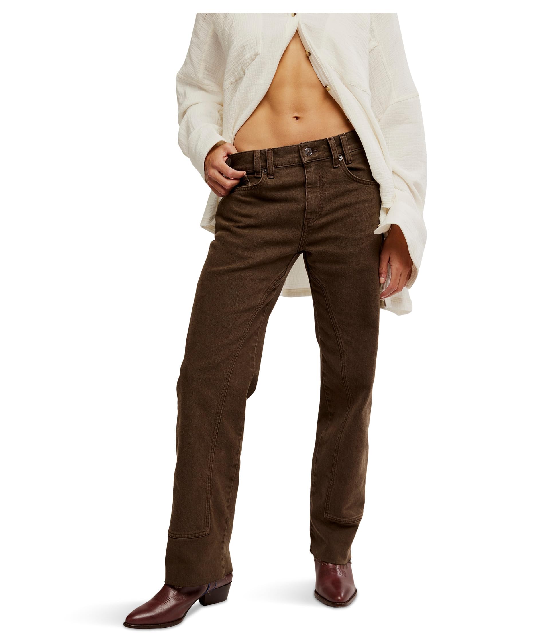 Free People Womens Risk Taker MID-Rise Straight Workwear Brown