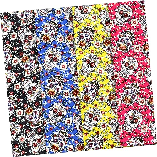 Tissu à coudre et matelasser VILLCASE motif tête de mort à imprimé net pour loisirs créatifs