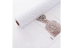 Korean Jacquard Net Mesh Openwork Floral Wrapping Paper Roll: 50cm x 5 Yard (White)