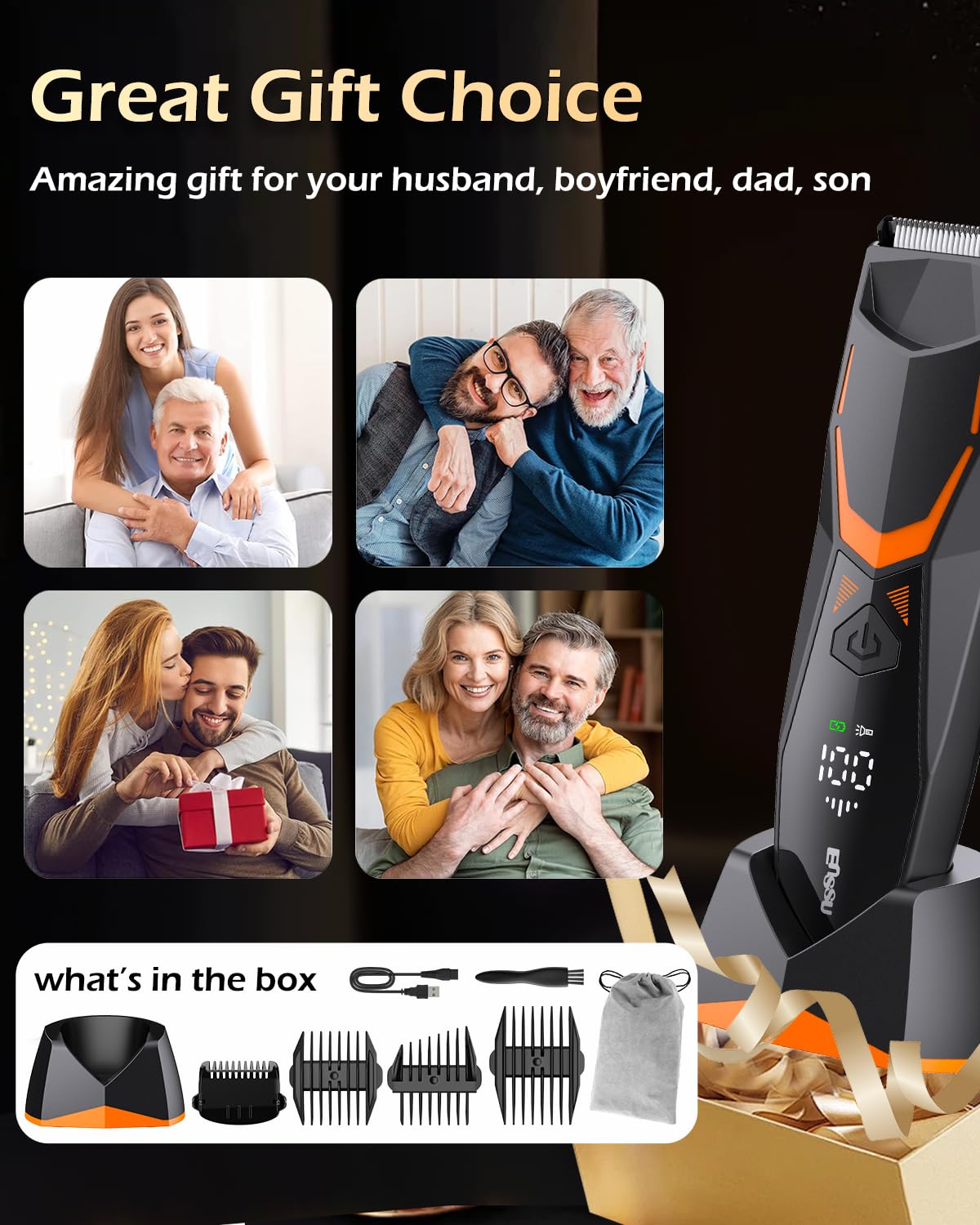 Rasoir intime pour homme rechargeable Type-C avec lumière LED