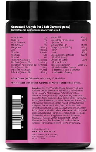 Miniatura 9 de Pet Honesty Multivitamínico para perros 10 en 1, vitaminas para perros para la salud y el corazón, aceite de pescado para perros, glucosamina,