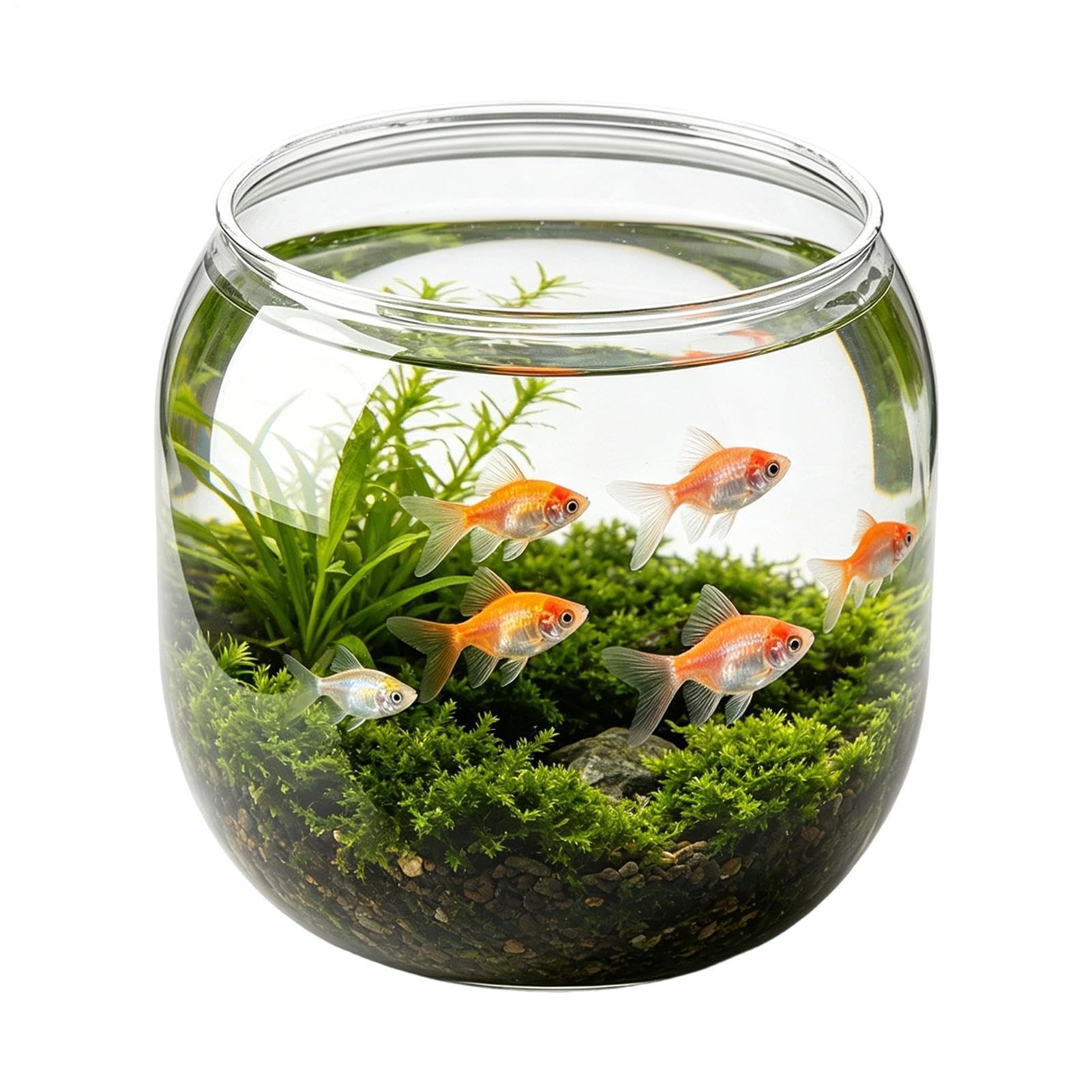 Betta Fish Bowls - 15cm Round Shatterproof Tanks, Unshakable Decorative Mini Aquarium, Calming Ambience Creator Small Bettaa Bowll | Clear Container for Home Classroom Dorm Restaurant