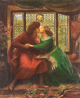 JH Lacrocon Dante Gabriel Rossetti - Paolo Francesca Rimini Riproduzioni Quadro Stampa su Tela Arrotolata 75X90 cm - Dipinti Mitologico Decorazione Parete
